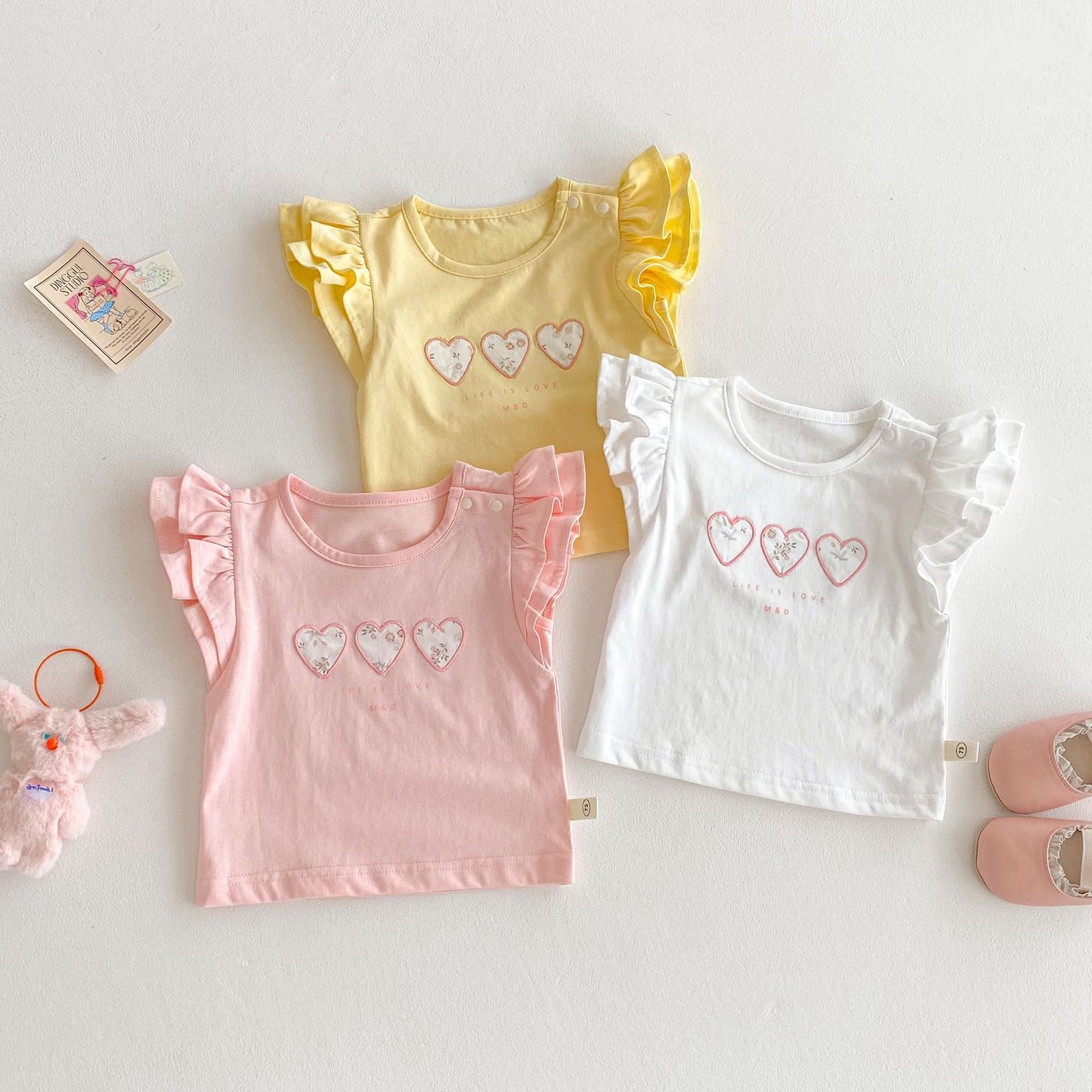 【BABY&KID】夏新作 フライングスリーブ花柄TシャツSKO71211