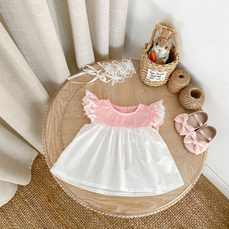 【BABY&KID】夏新作 バイカラーフリル袖トップス&ショートパンツSK081525
