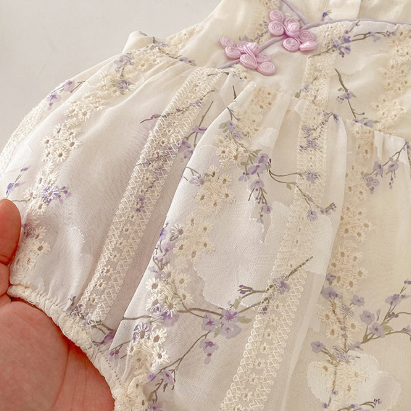 【BABY】夏新作 ガーリー刺繍キャミロンパースSK090610