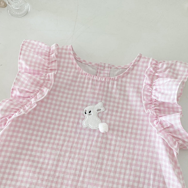 【BABY】夏新作 うさぎチェックカバーオールSK091809