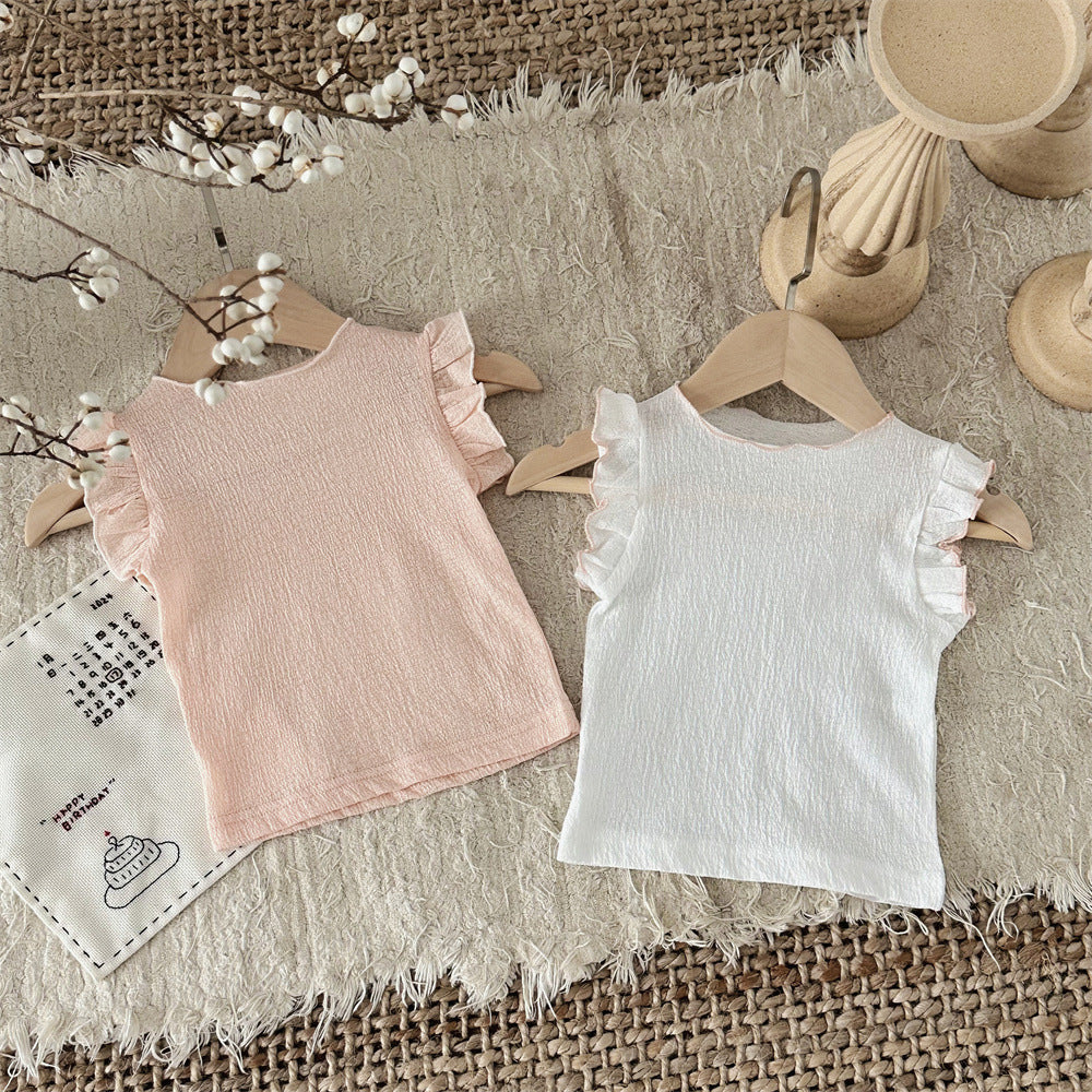 【BABY】夏新作 無地フリル袖TシャツSK091320