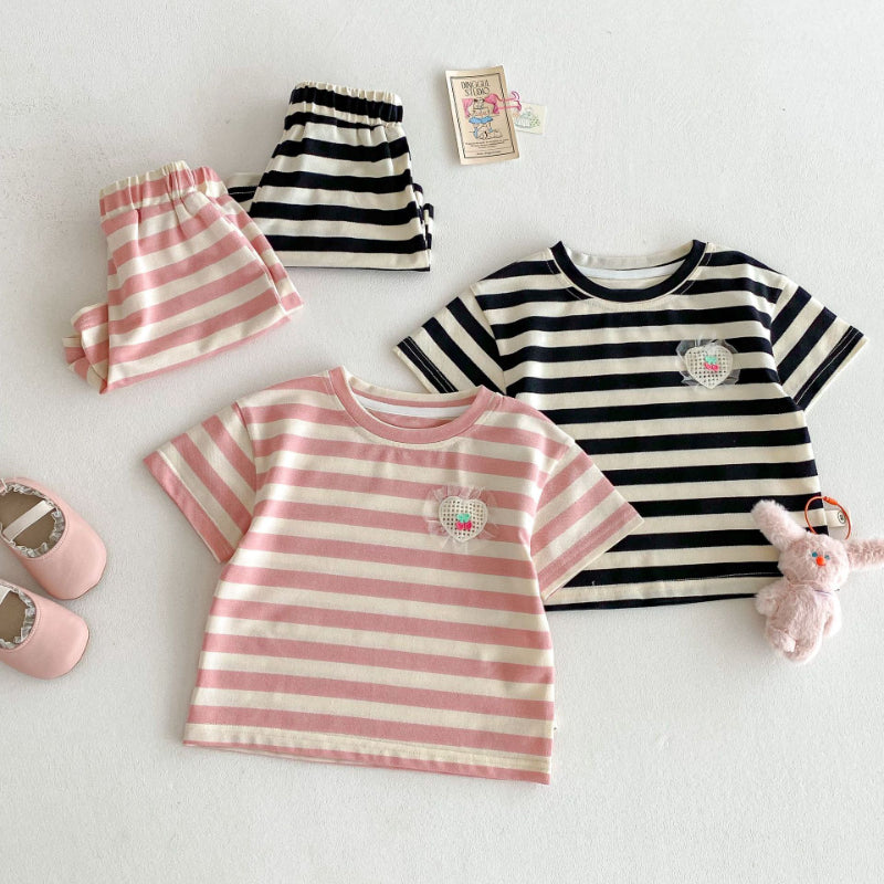 【BABY&KID】夏新作 ハートストライプセットアップSK070218