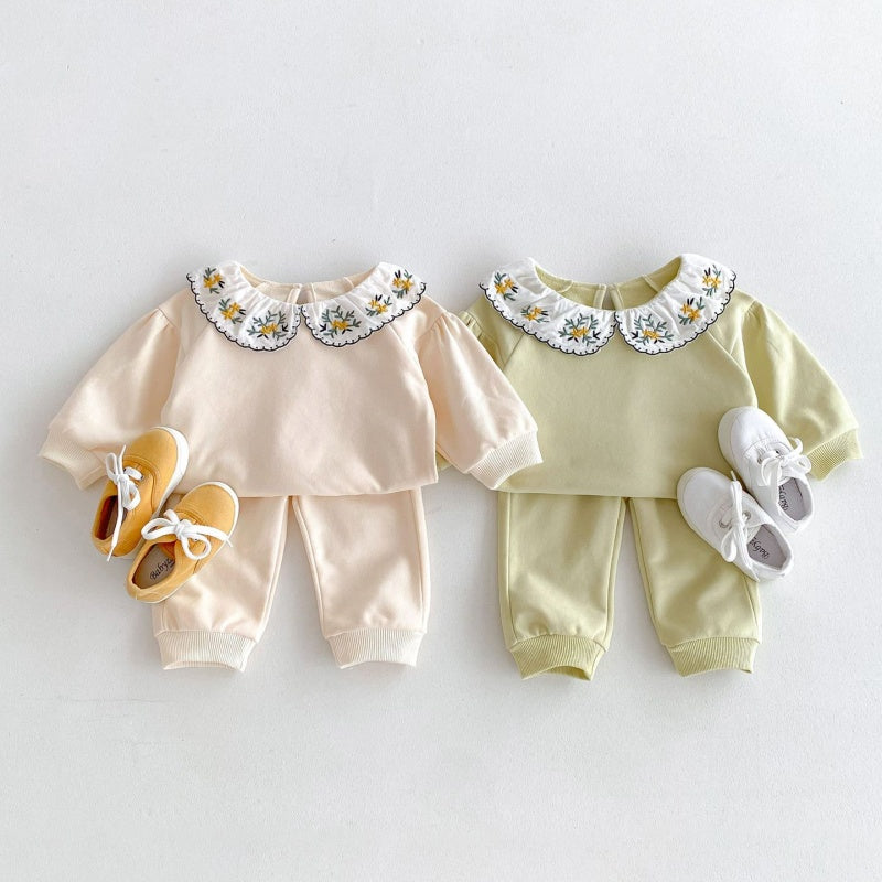 【BABY&KID】フラワー刺繡襟セットアップSK032206
