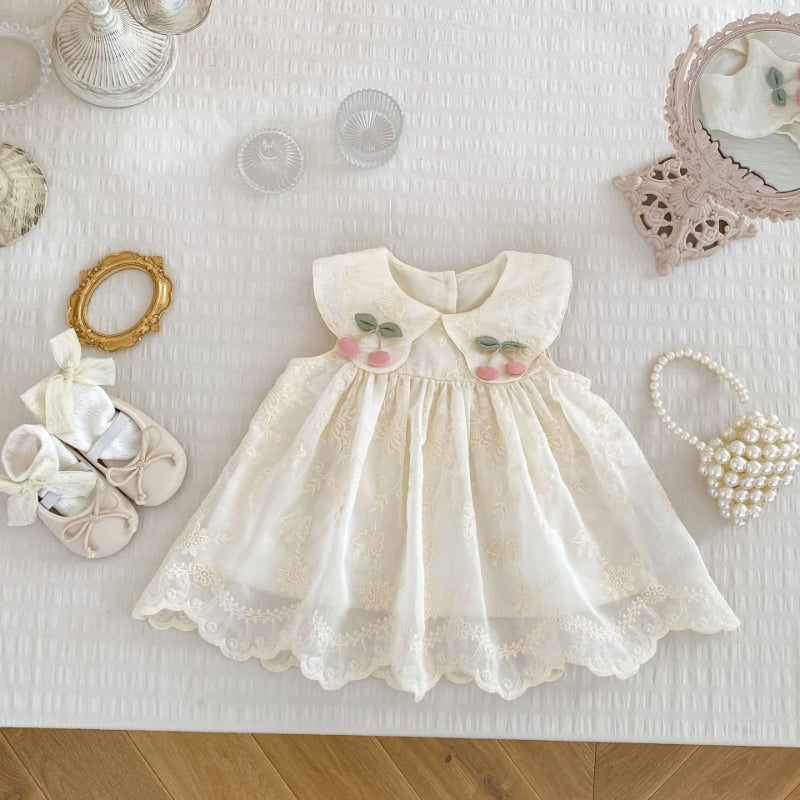 【BABY&KID】夏新作 フラワー刺繡チェリーワンピースSK072519