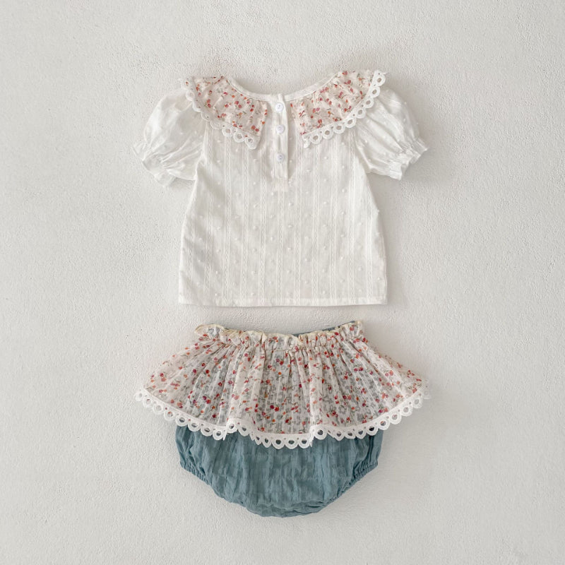 【BABY&KID】夏新作 小花レースセットアップSK090320