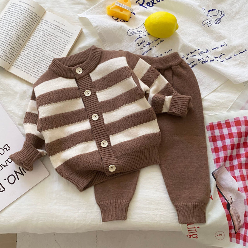 【BABY】クルーネックボーダー長袖ニットセットアップSK092905