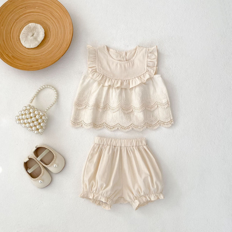 【BABY&KID】夏新作 おしゃれ刺繍ノースリーブセットアップSK071926