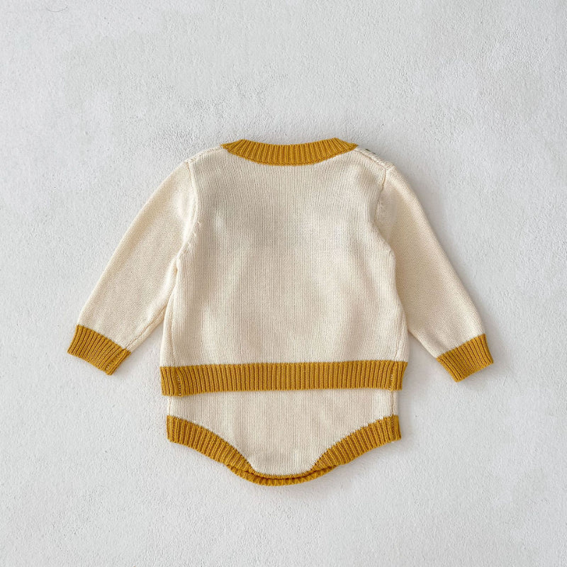 【BABY】かぎ針編みニットカーディガン、サロペットロンパースSK101912