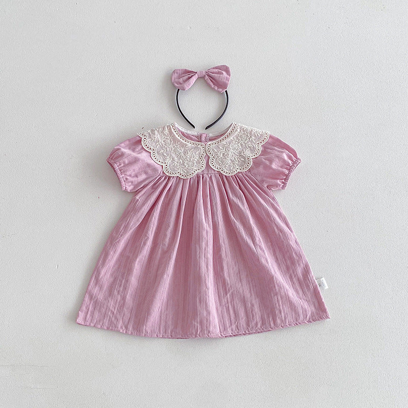 【姉妹服】夏新作 レース刺繍襟ロンパース、ワンピースSK081627