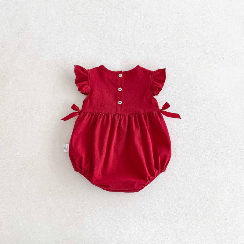 【BABY】夏新作 いちご刺繍ロンパースSK081507