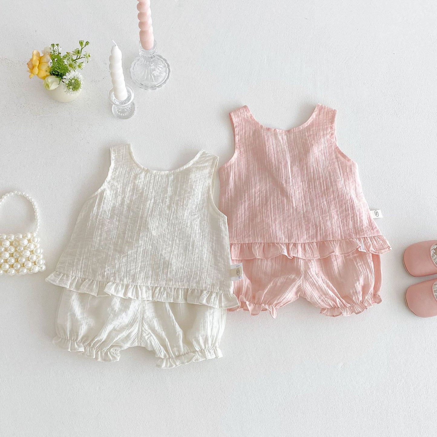 【BABY&KID】夏新作 パステルカラー蝶結び付きセットアップSKO71215