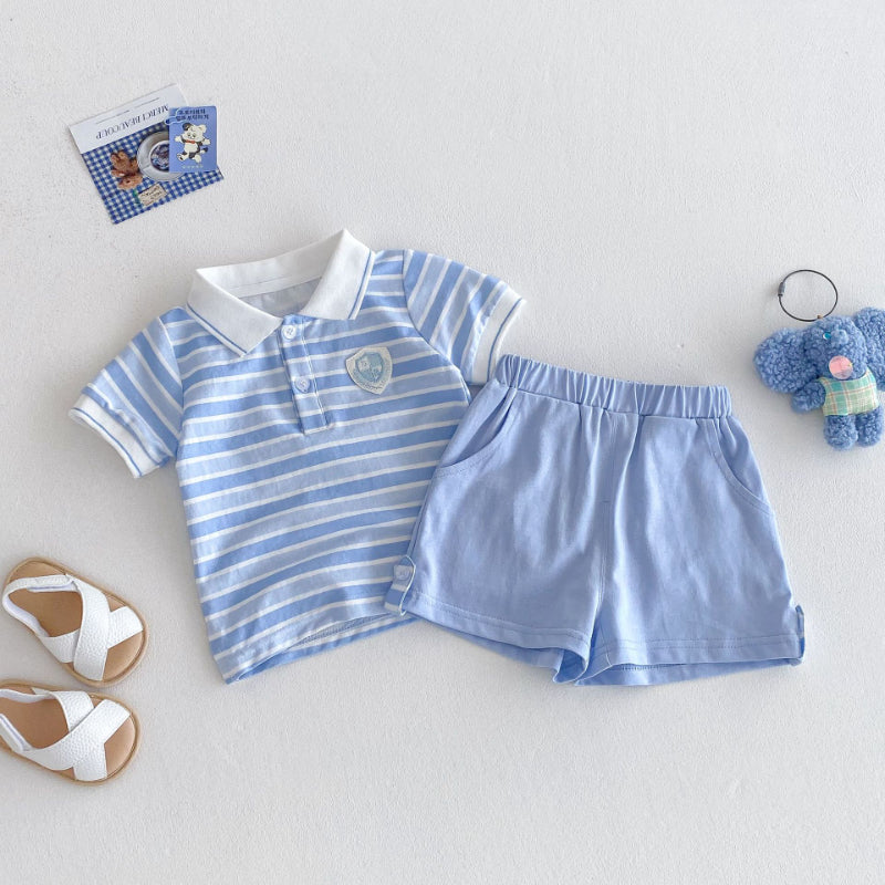【BABY&KID】夏新作 学院風ストライプセットSK070203