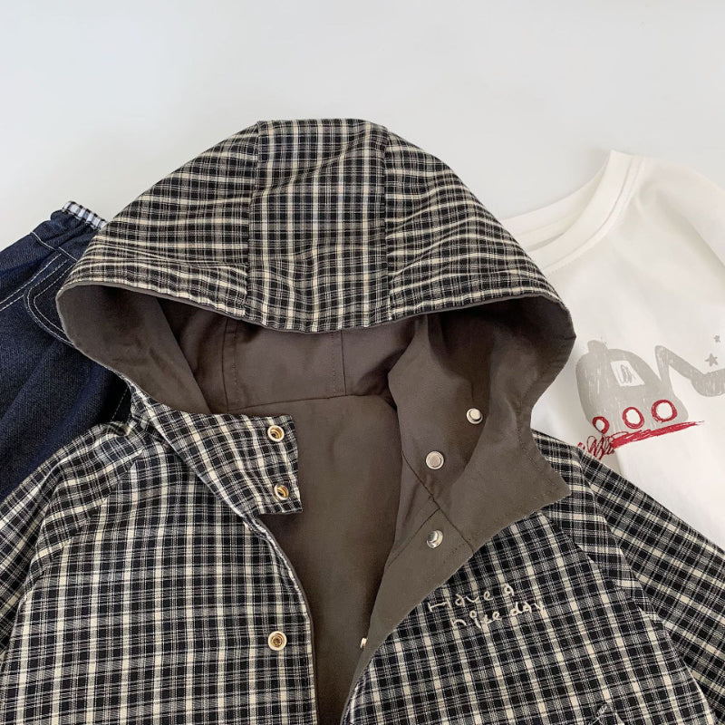 【BABY&KID】無地orチェックリバーシブルコートSK100502