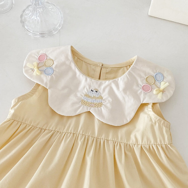 【BABY】夏新作 バルーン刺繍襟ワンピースSK082608
