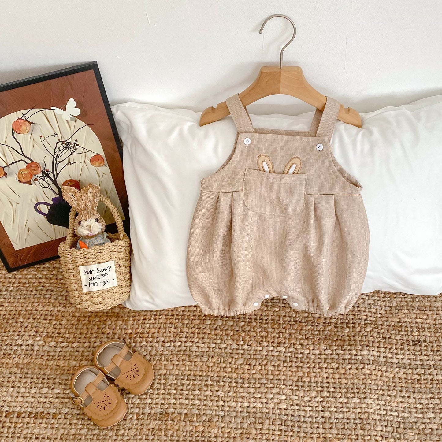 【BABY】夏新作 ウサギ耳刺繡可愛いサロペットSK061713