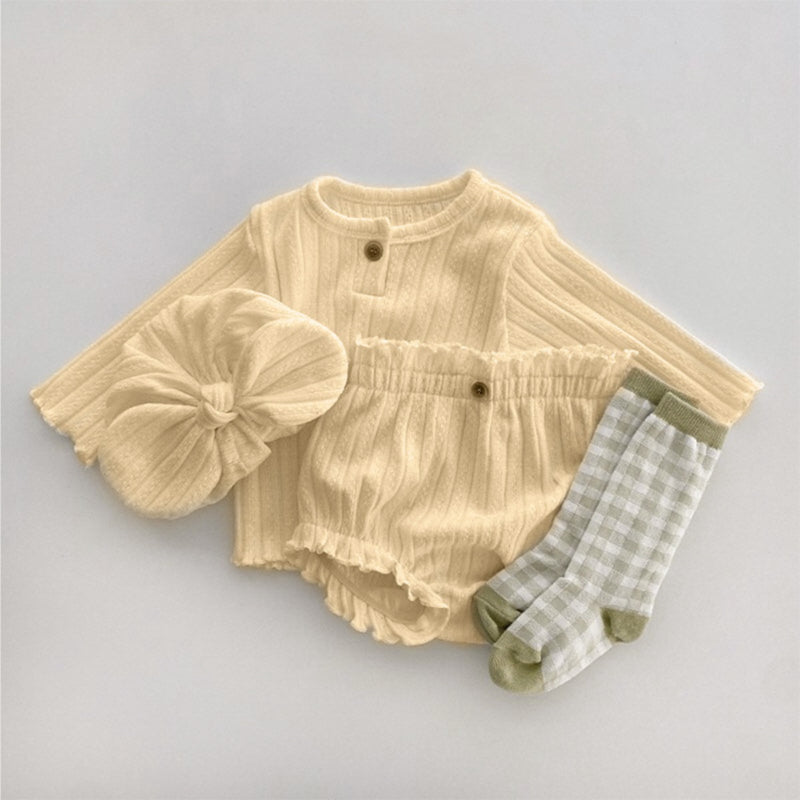 【BABY】ジャカードニットトップス&PPパンツ&帽子SK100611
