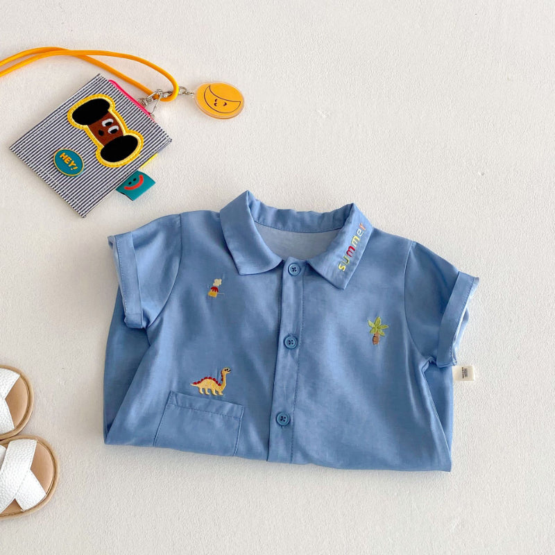【BABY】夏新作 韓国風恐竜刺繍ロンパースSK070105