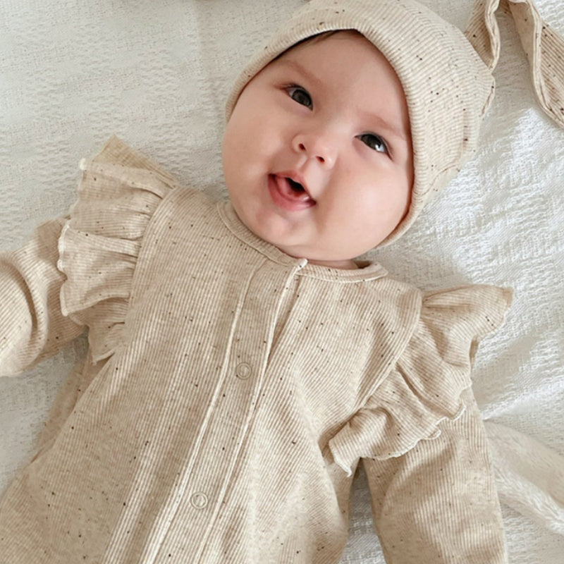 【BABY】北欧風無地フリルロンパース、カバーオールSK101313