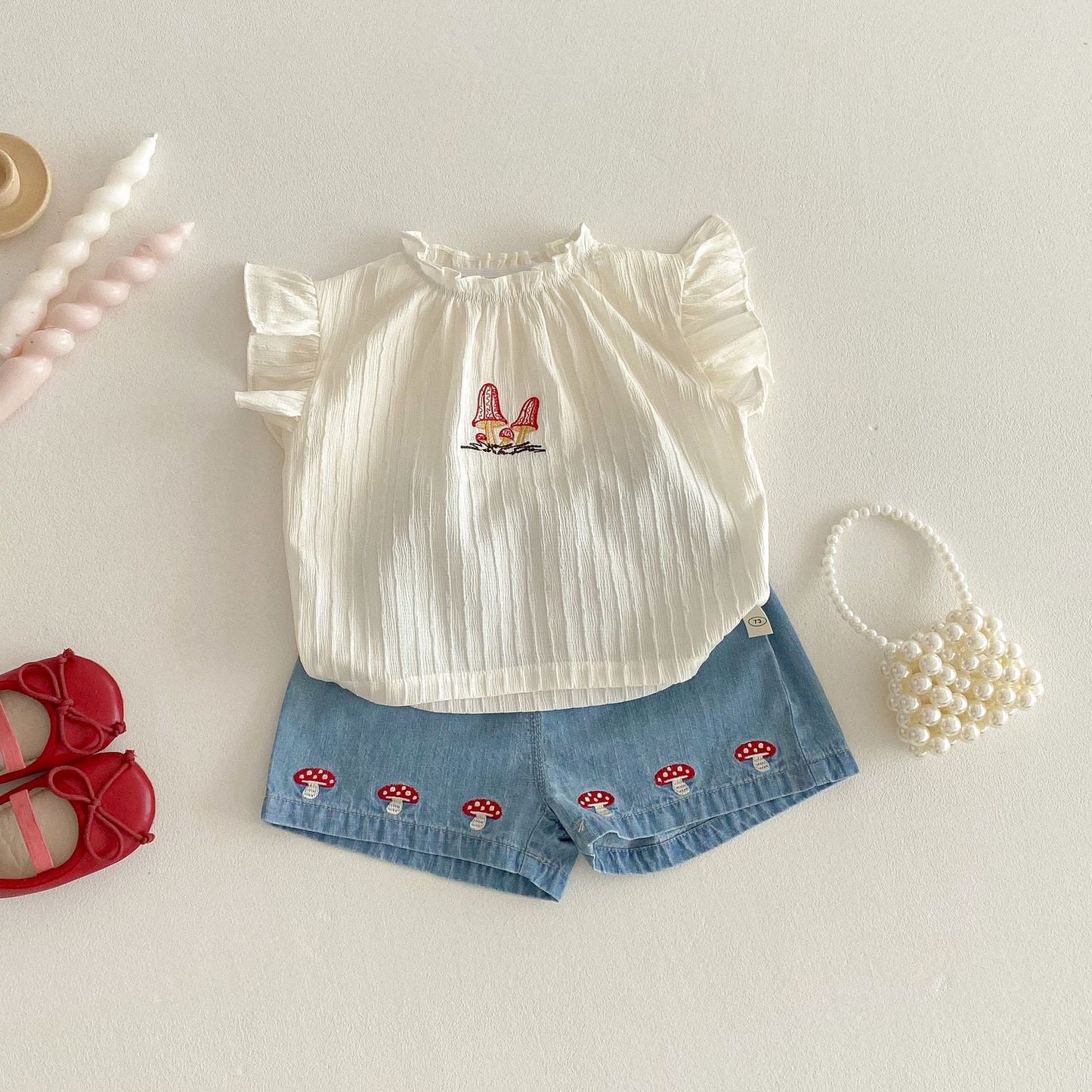 【BABY&KID】夏新作 フリルチェックトップス、ワンピース、デニムパンツSK062321