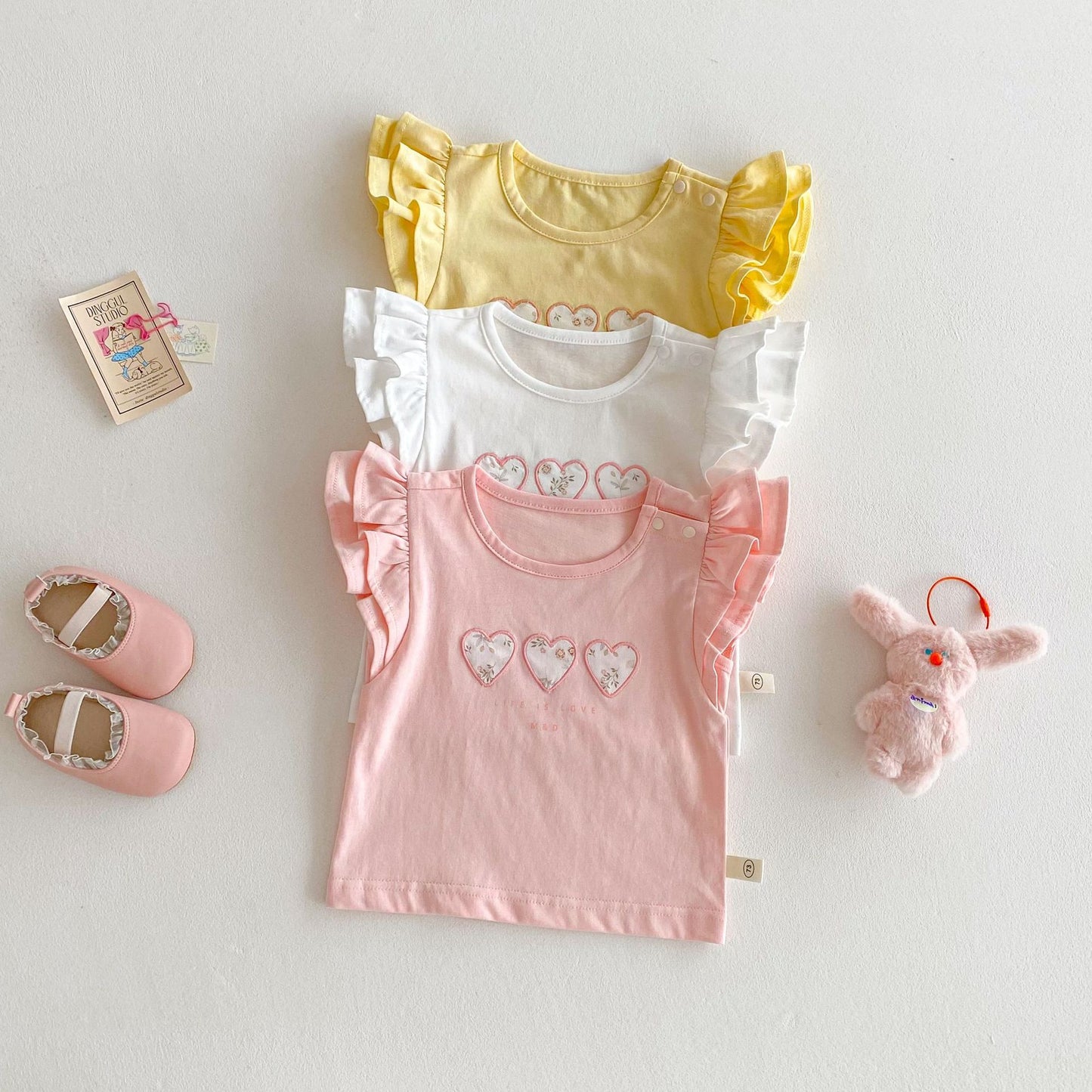 【BABY&KID】夏新作 フライングスリーブ花柄TシャツSKO71211