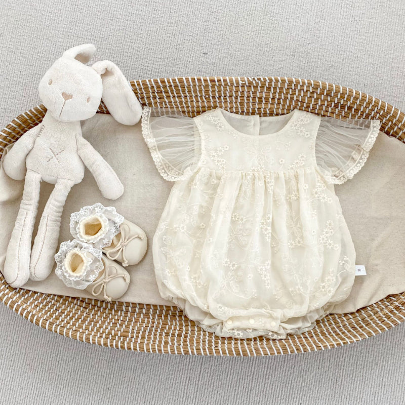 【BABY】夏新作 ジャガード刺繍ロンパースSK081603