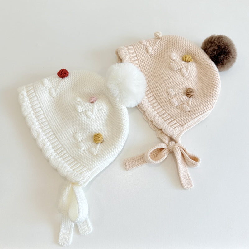 【HAT】波型ポンポンニット帽子SK101607