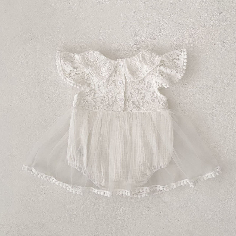【BABY】夏新作 フラワー刺繍ロンパースSK080101