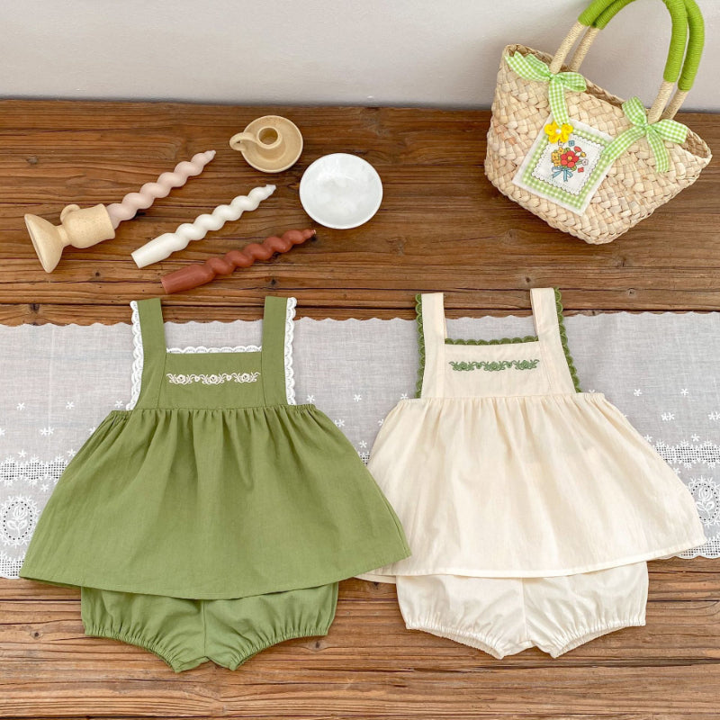 【BABY】夏新作 無地刺繍セットアップSK091327
