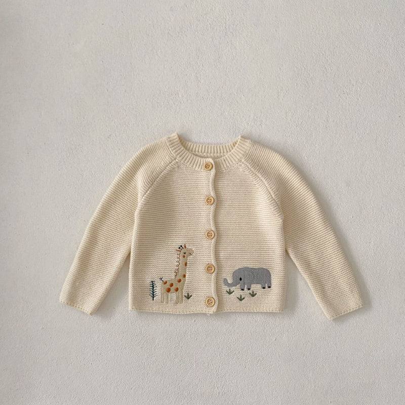 【BABY】キリン&ゾウ刺繍ニットカーディガンSK102408