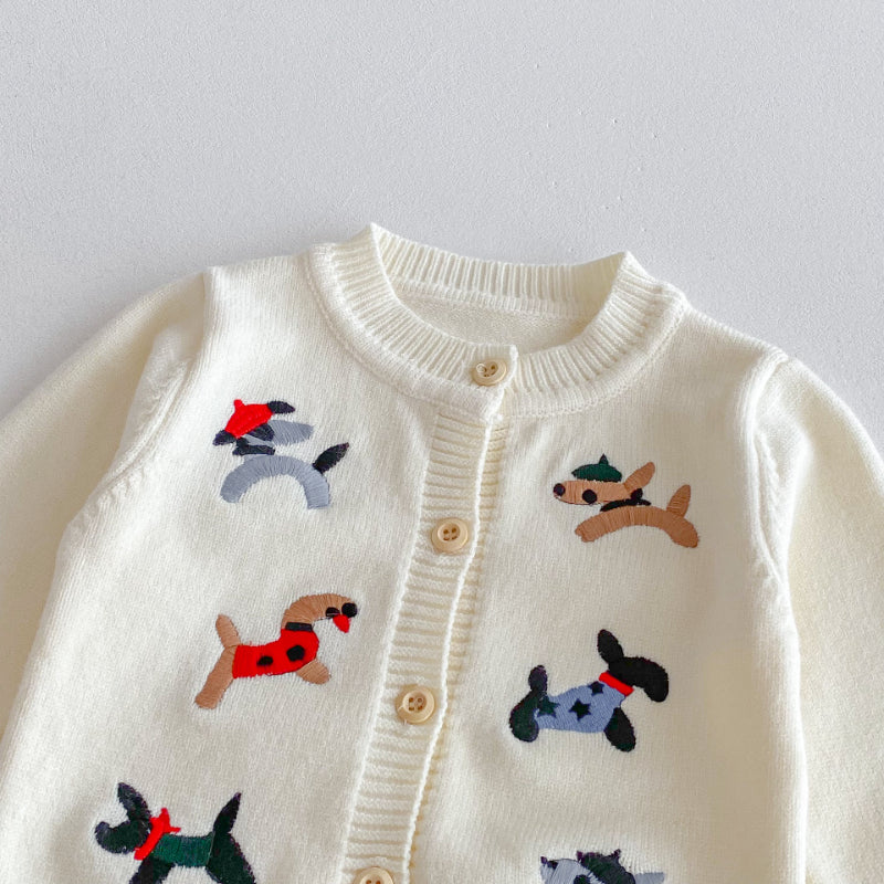 【BABY】わんちゃん刺繍ニットカーディガンSK092426