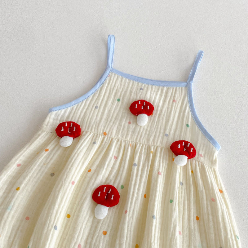 【BABY】夏新作 かわいいドットきのこ柄ロンパースSK092205