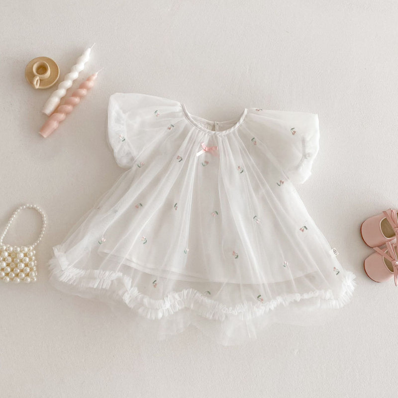 【BABY&KID】夏新作 メッシュ刺繍ワンピースSK070512