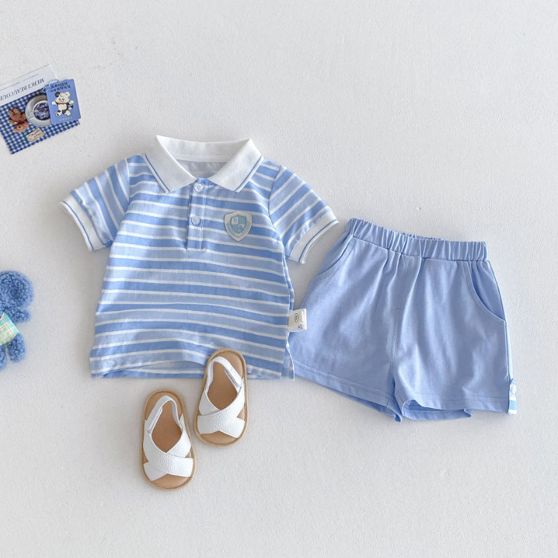 【BABY&KID】夏新作 学院風ストライプセットSK070203