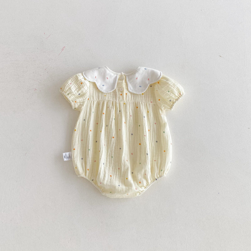 【BABY】夏新作 うさぎ刺繍ドットロンパースSK092606
