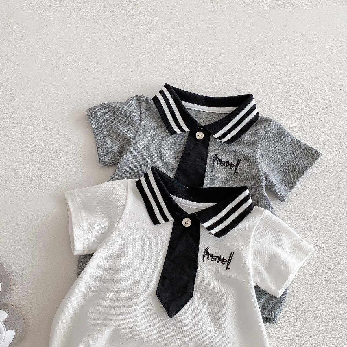 【BABY】夏新作 POLO刺繍ネクタイロンパースSK062718