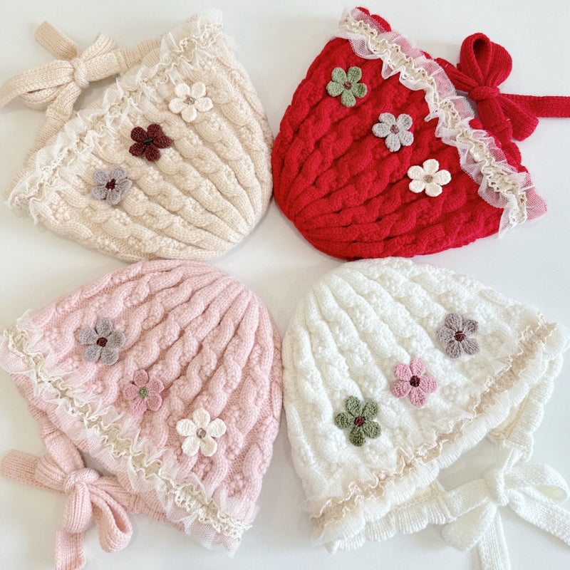 【HAT】三つ花レースベビーボンネットSK101611