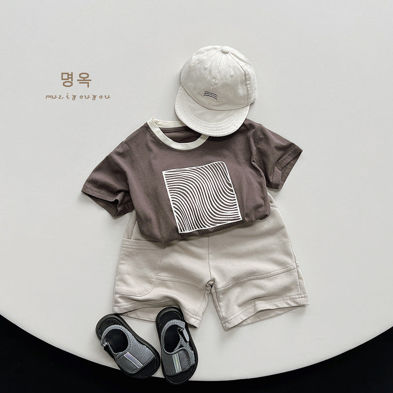 【BABY&KID】夏新作 コットンプリント半袖TシャツSK080808