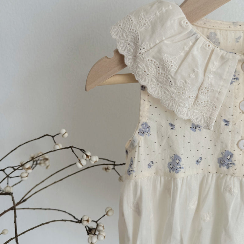 【BABY】夏新作 花柄刺繍フラワーロンパースSK081704