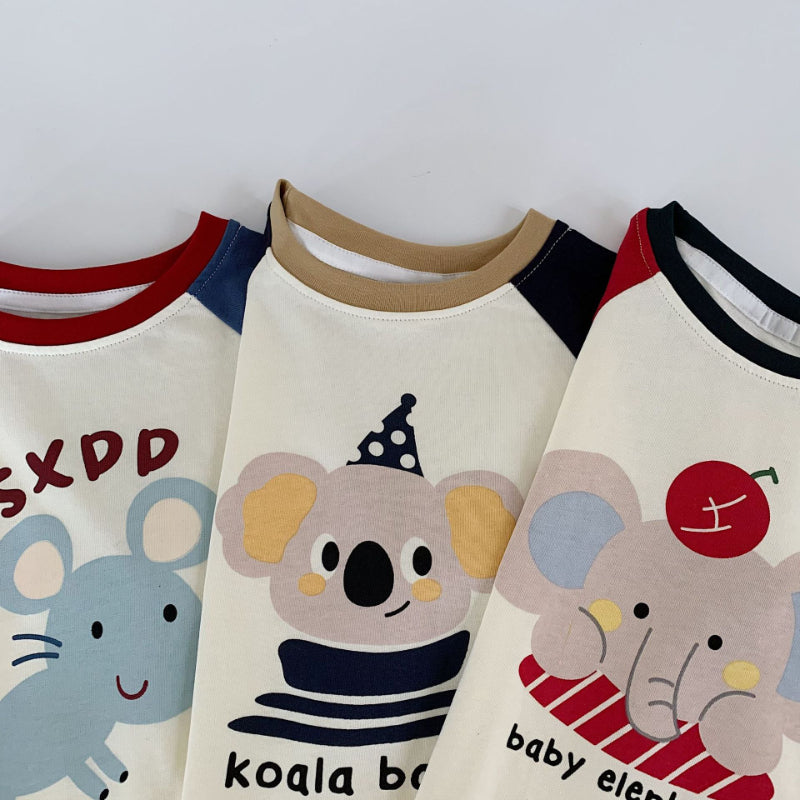 【BABY&KID】可愛い動物ラグラン袖TシャツSK100534