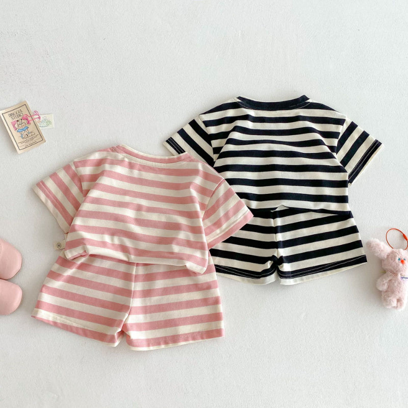 【BABY&KID】夏新作 ハートストライプセットアップSK070218