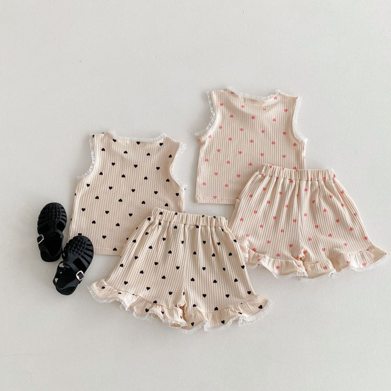 【BABY&KID】夏新作 レースハートセットアップSK080210