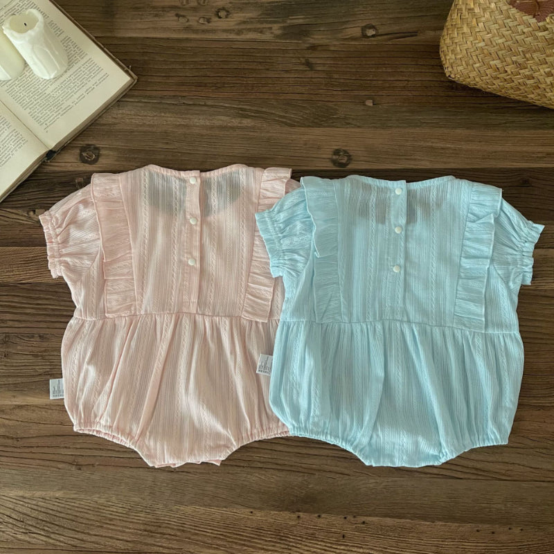 【BABY】夏新作 刺繍入り半袖ロンパースSK091318