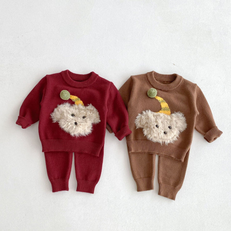 【BABY】立体ぬいぐるみ付きニットセットアップSK092405