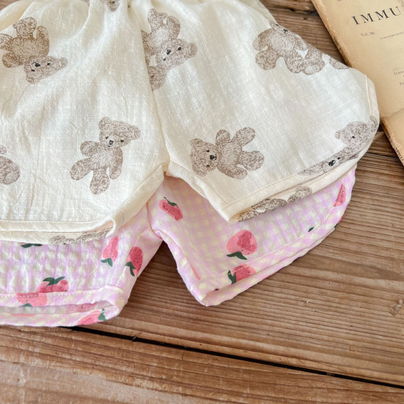 【BABY】夏新作 くま、いちご柄ノースリーブセットアップSK082607