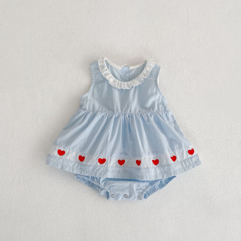 【BABY】夏新作 ハート刺繍ロンパースワンピースSK090702