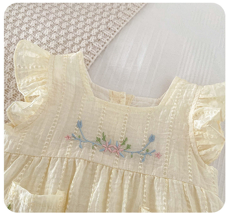 【BABY】夏新作 ポケット付きフラワープリントロンパースSK071709