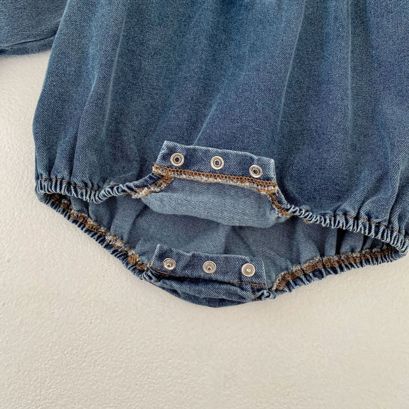 【BABY】レースフリルデニムロンパースSK104102