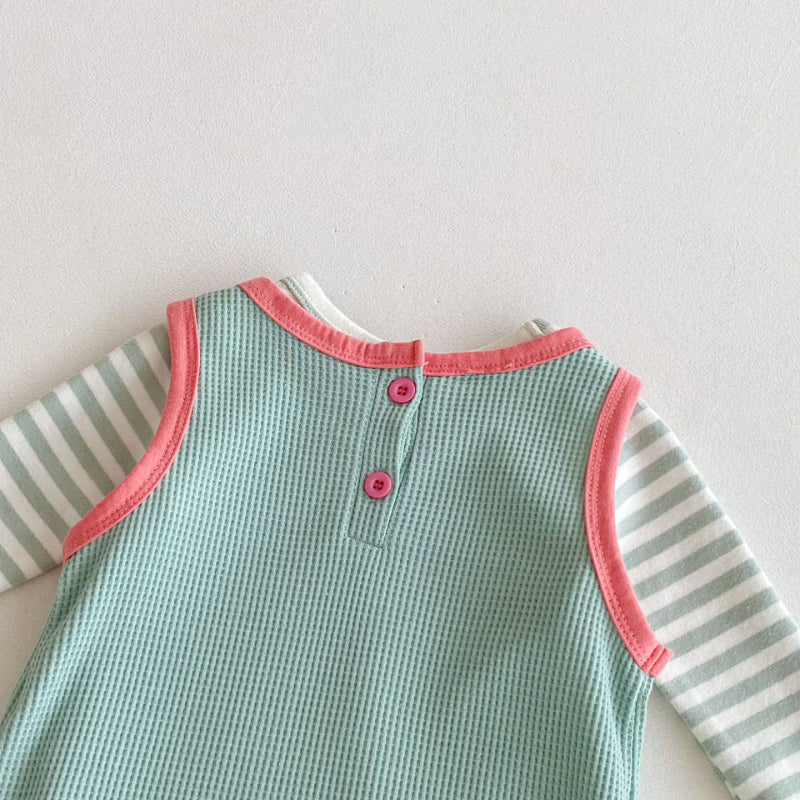 【BABY】キャラクターサロペット&ボーダーTシャツSK092521