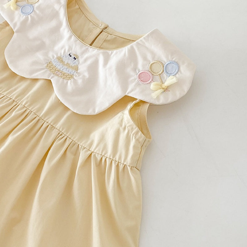 【BABY】夏新作 バルーン刺繍襟ワンピースSK082608