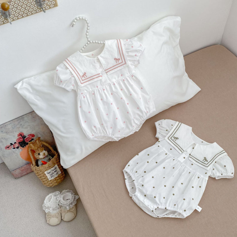 【BABY】夏新作 ネイビー風ラペル蝶ネクタイロンパースSKO70711